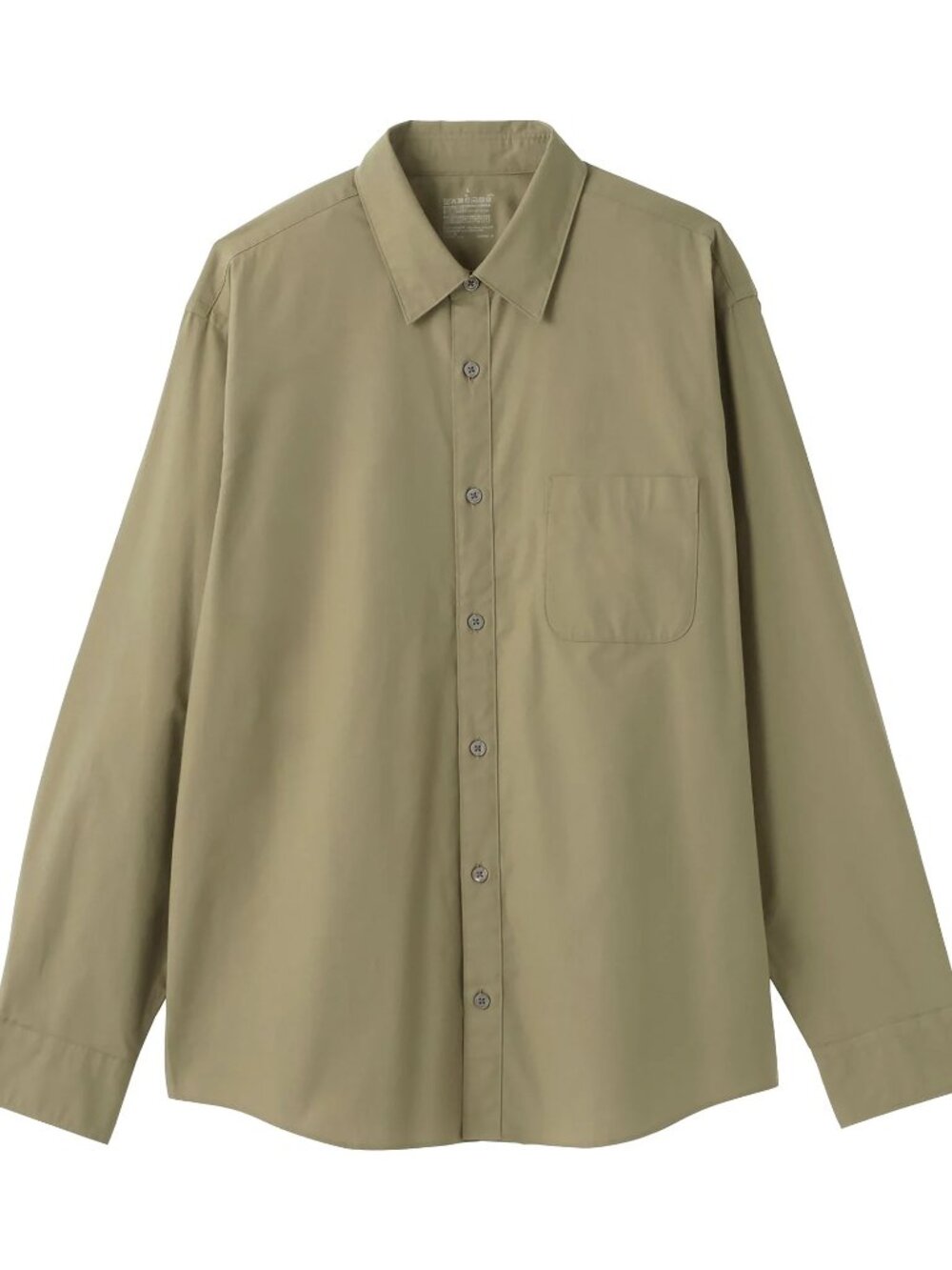 Muji Washed Broadcloth Shirt Khaki Olive Green Long Sleeve Button Down Men M